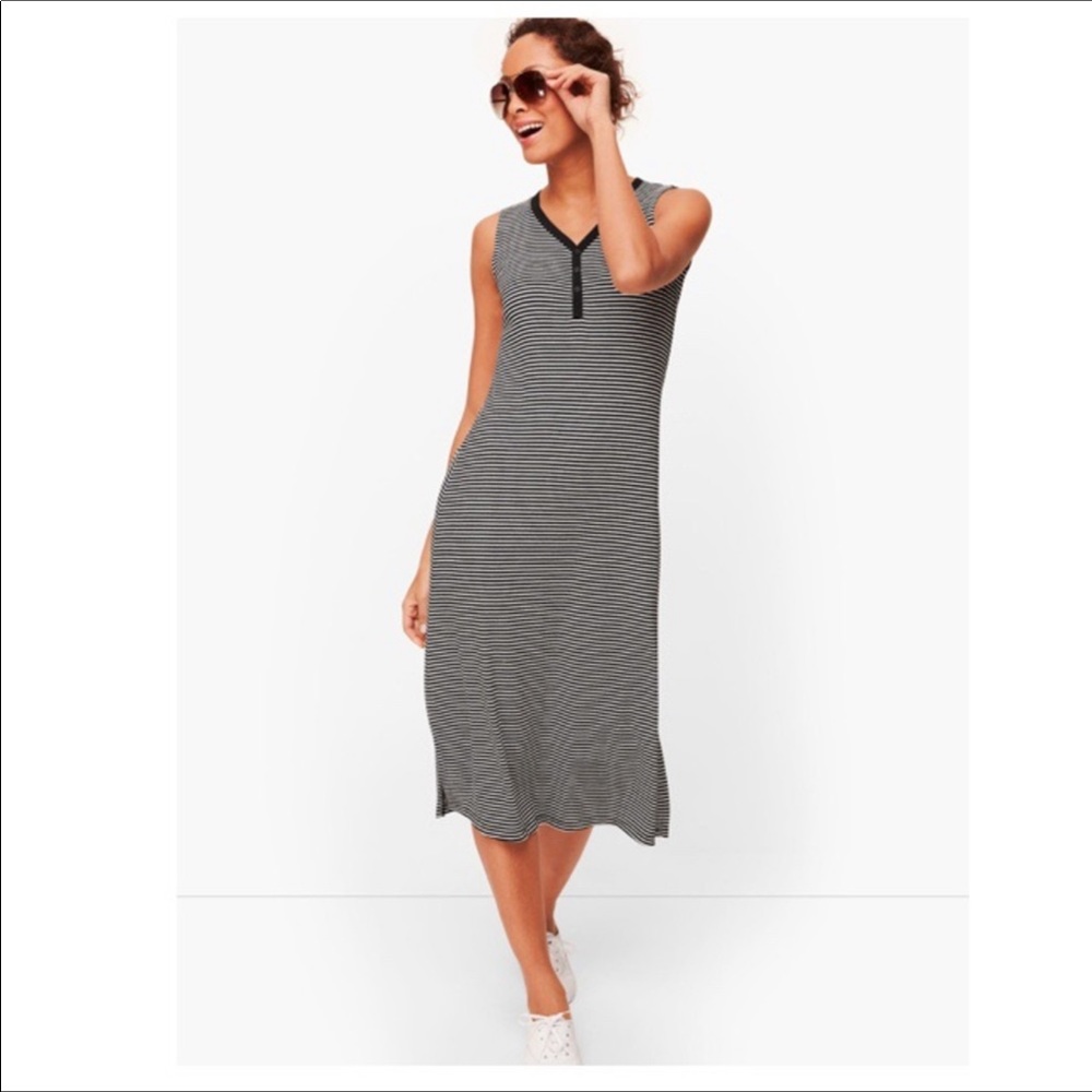 T by Talbots striped tank dress petite